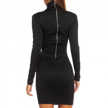 Long Sleeve Bodycon Slimming Solid Color Dress